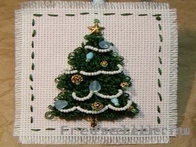 Рождественский сувенир в технике ковровая вышивка