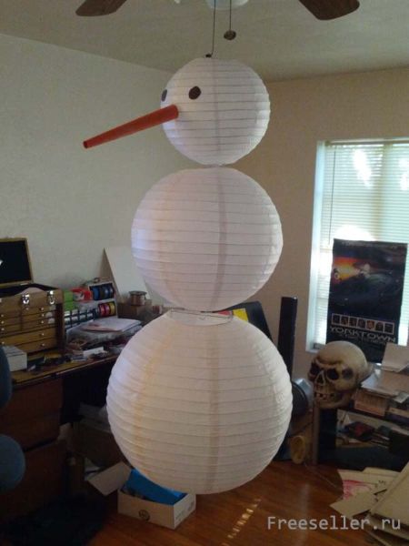 Изготовление снеговика из воздушных фонариков