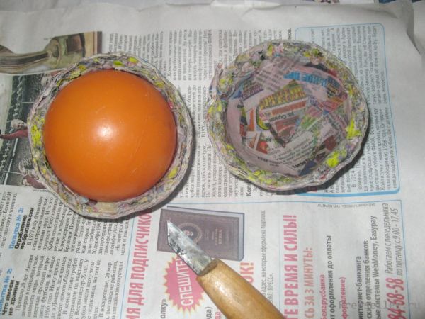 Этапы изготовления елочной игрушка из папье-маше