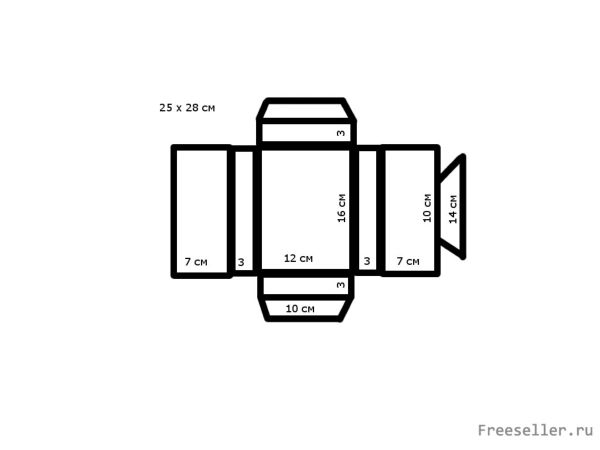 Схема для изготовления картонной коробочки своими руками