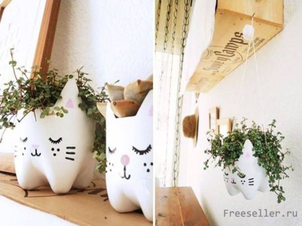 Горшочки из пластиковых бутылок своими руками