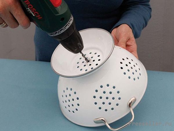 Изготовление светильника из дуршлага