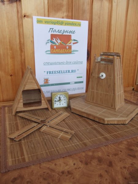 Часы - ветряная мельница из бамбуковой соломки