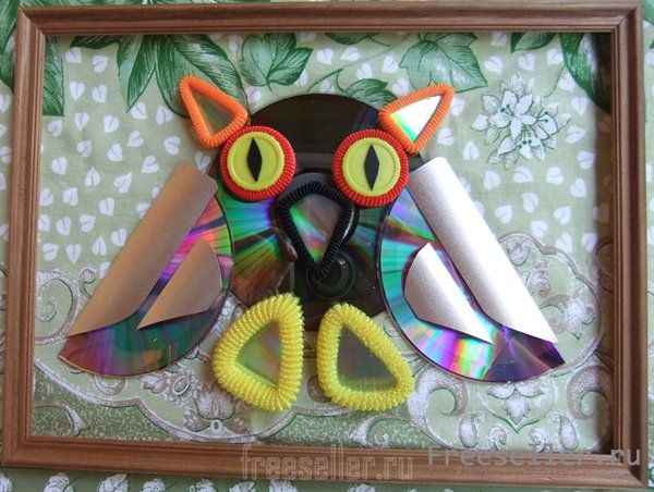 Аппликация Сова из дисков