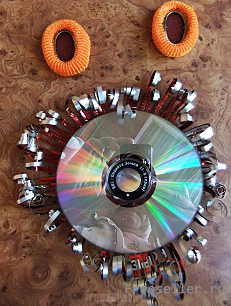 Львенок из CD диска - процесс изготовления