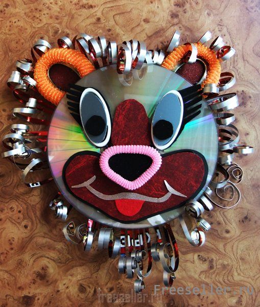 Львенок из CD диска - процесс изготовления