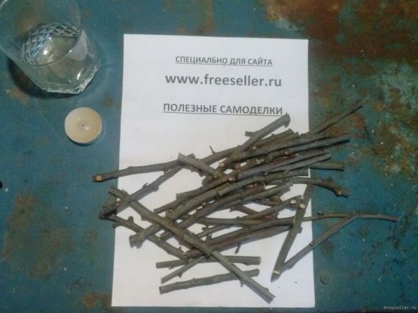 Процесс изготовления подсвечника из веточек