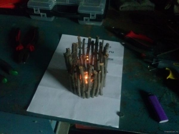 Как сделать подсвечник из веточек