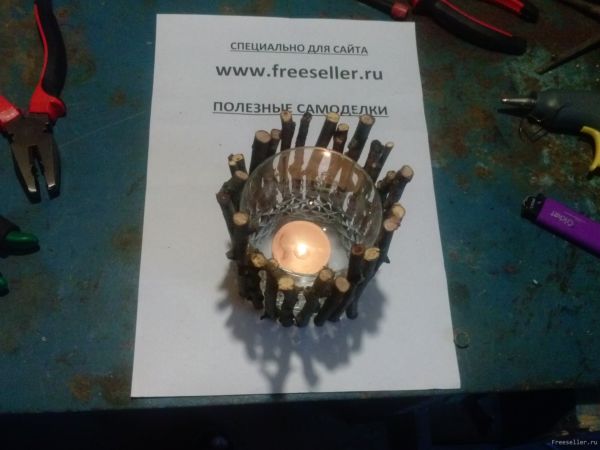 Как сделать подсвечник из веточек