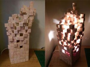 Оригинальная лампа из деревянных кубиков