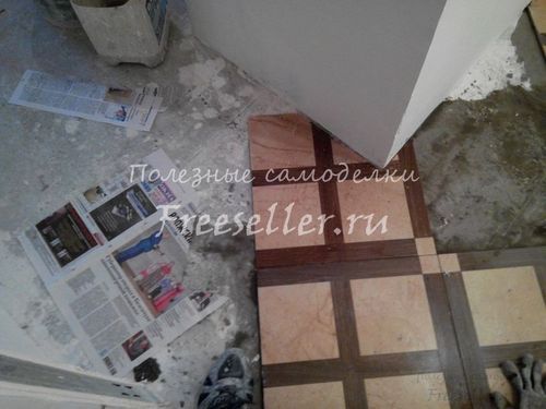 Подрезка плитки в сложных местах по шаблону