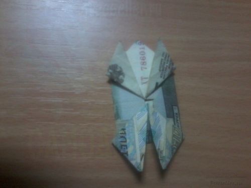 Как сделать лягушку из купюры в технике оригами.