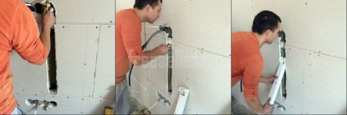 Монтаж скрытого кабель канала в стене