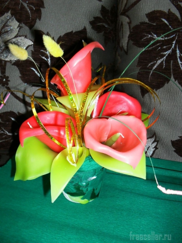 Свечи в виде букетов цветов из парафина