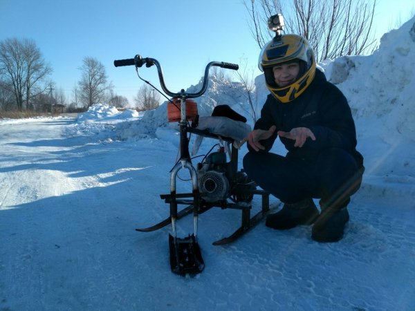 Снегоход из бензопилы своими руками