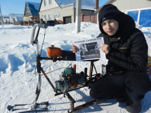 Снегоход из бензопилы своими руками
