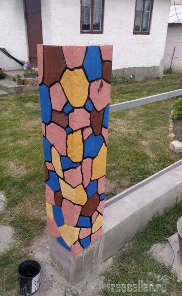 Столбы для забора из клея, под камень