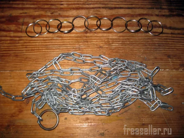 Цепочка-подвес для светильника из пружинных колец для ключей